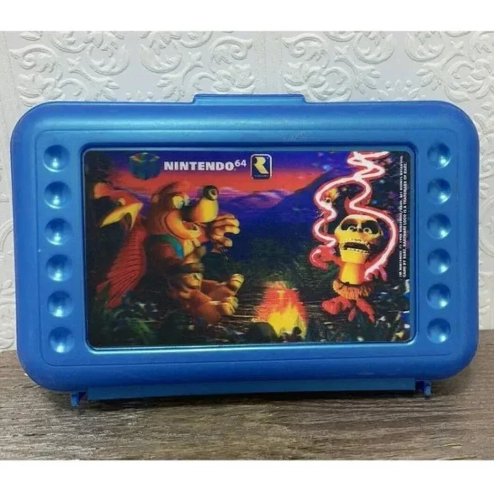 1998 Banjo-Kazooie 64 NINTENDO PENCIL CASE NEWELL RARE 3D HOLOGRAM RAREWARE Blue